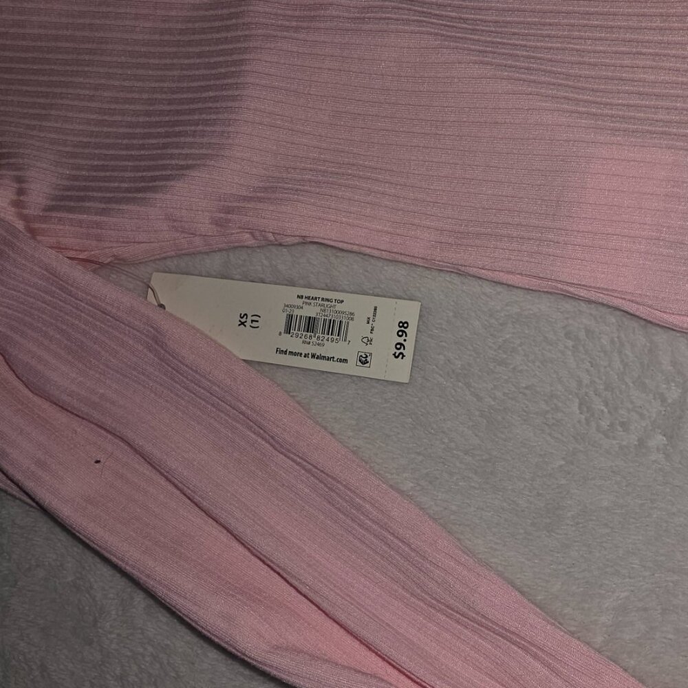 No Boundaries Juniors' Ribbed Heart Ring Cut Out Top Pink New with Tag - Picture 5 of 7